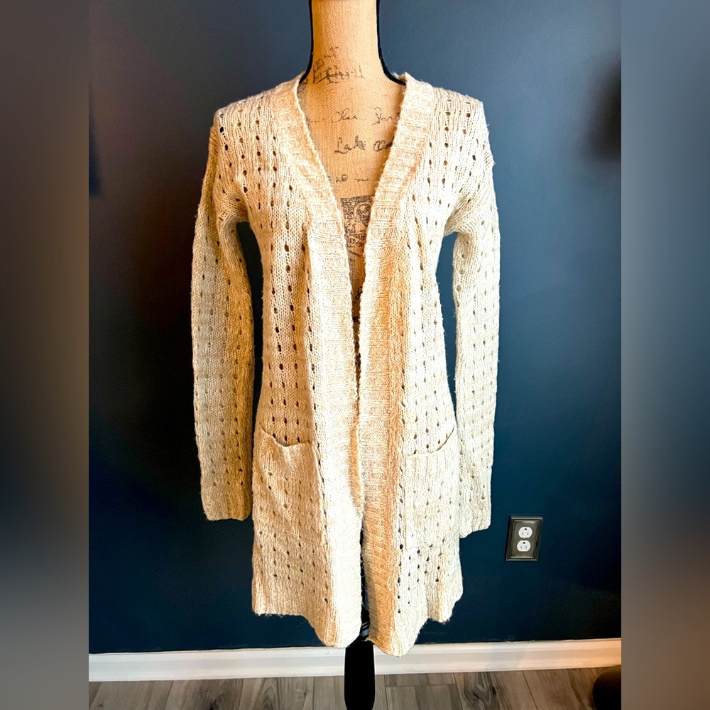 Cream knit cardigan, size small, good condition